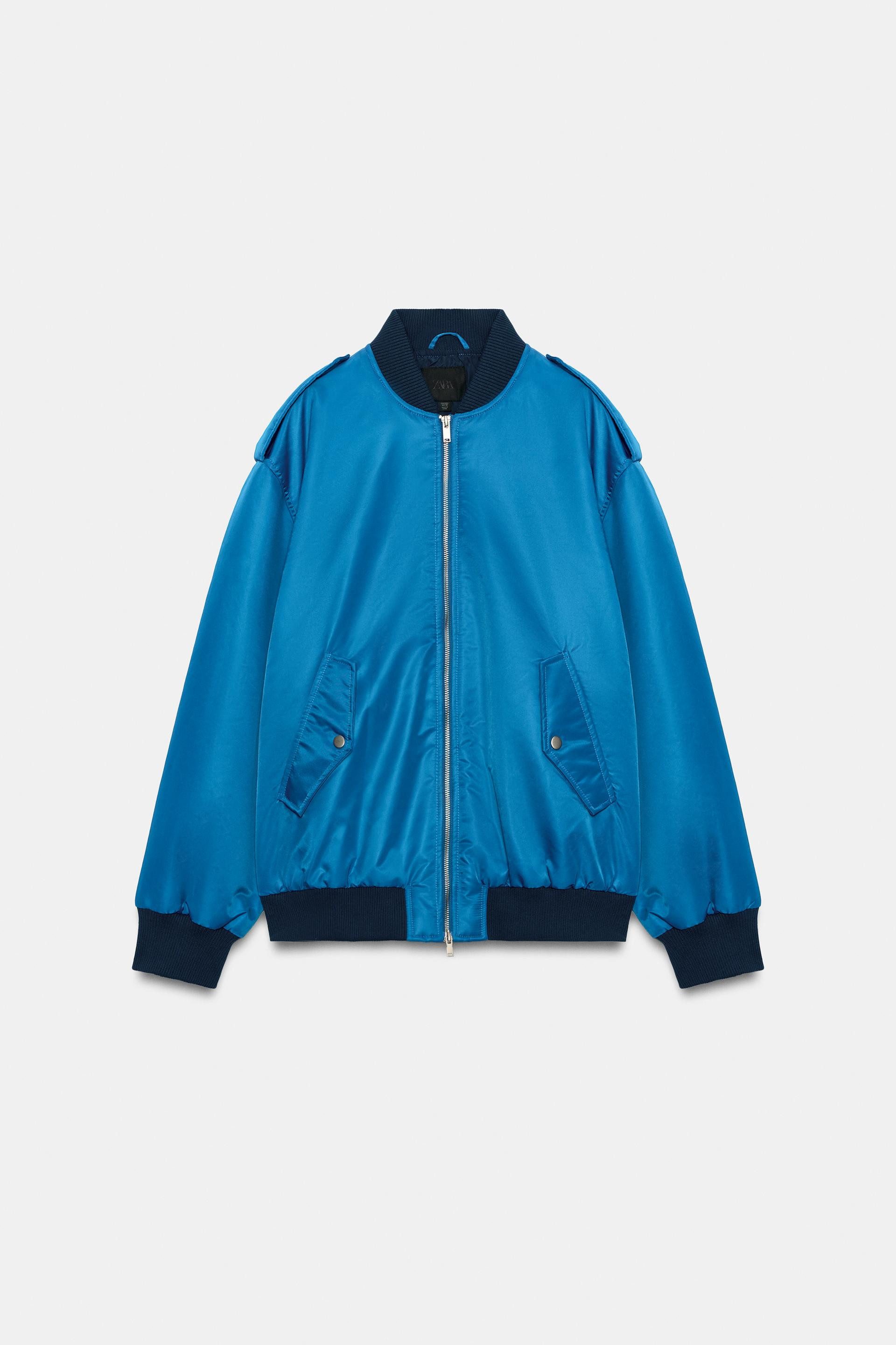 Zara - Oversize Bomber Jacket With Tabs - Bluish - S - Woman | Zara US
