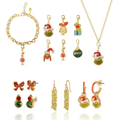The Grinch Holiday Charm Jewelry Advent Set with Earrings and Chains | Target