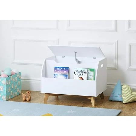 UTEX Children Toy Box with Front Book Storage Area Kids Toy Storage Bench White | Walmart (US)
