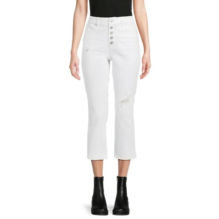 Time and Tru Women's High Rise Straight Crop Jeans, 25” Inseam, Sizes 2-37 | Walmart (US)
