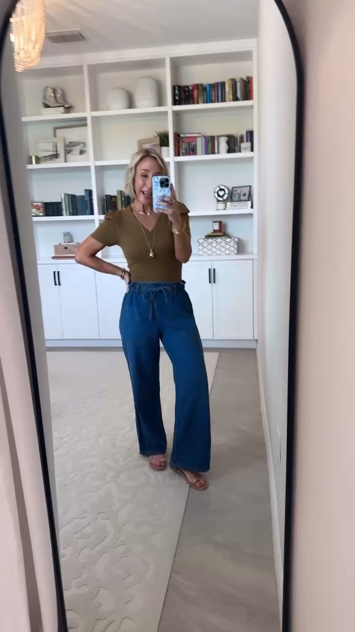 #WalmartPartner - new arrivals - all under $28. @Walmart #walmartstyle : Drapey Denim Jeans - size small, short. $26.98. 4 colors. * V-Neck Henley Top w/ Short Puff Sleeves - size XS. $14.98. 5 colors.

#LTKSeasonal #LTKOver40 #LTKPetite