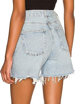 Women's High Waist Criss Cross Short Denim Shorts Stretchy Straight Leg Raw Cuffs Long Jean Short... | Amazon (US)