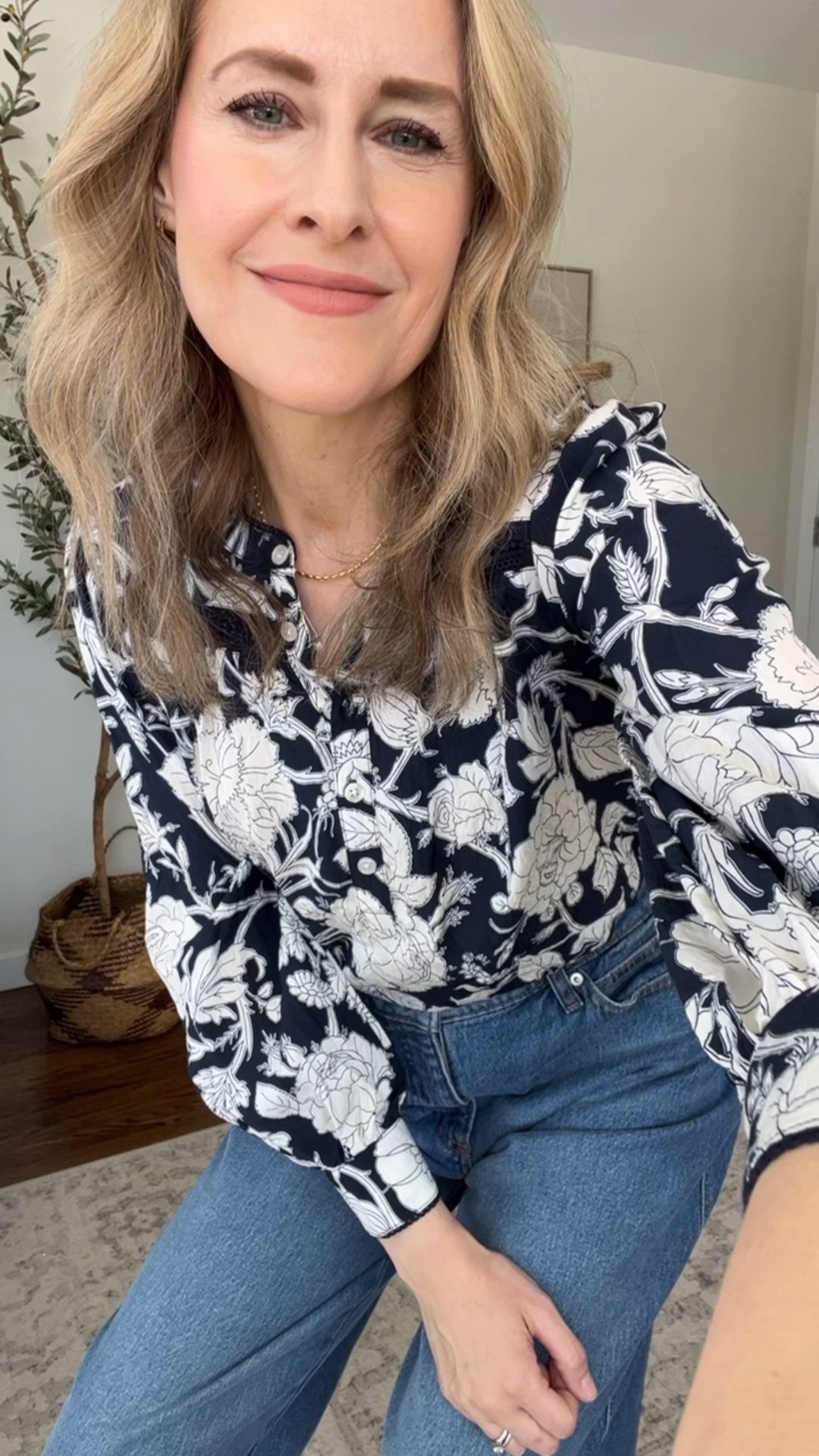 Walmart just makes the nicest tops on a budget, really comfy and cute. This one is rayon, feels nice, lightweight not warm. Several colors. I’m in my usual small. Jeans run big go down a size. #walmartfashion 

#LTKOver40