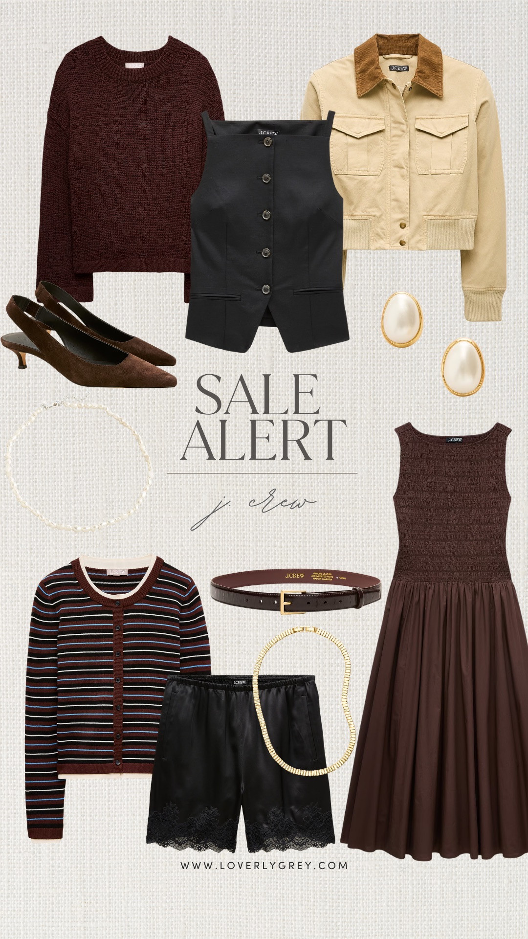 J. Crew has some amazing transitional pieces for fall! I love all of these great finds to mix and match, also great for layering! On sale now

Loverly grey, labor day sale women's fashion, j. crew, brown smocked midi dress, striped cardigan for fall, black lace satin shorts 

 #LTKSeasonal #LTKSaleAlert