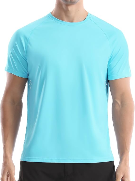 Men's UPF 50+ Swim Shirts, Sun Protection Short Sleeve Rash Guard, Quick Dry T-Shirt for Fishing ... | Amazon (US)