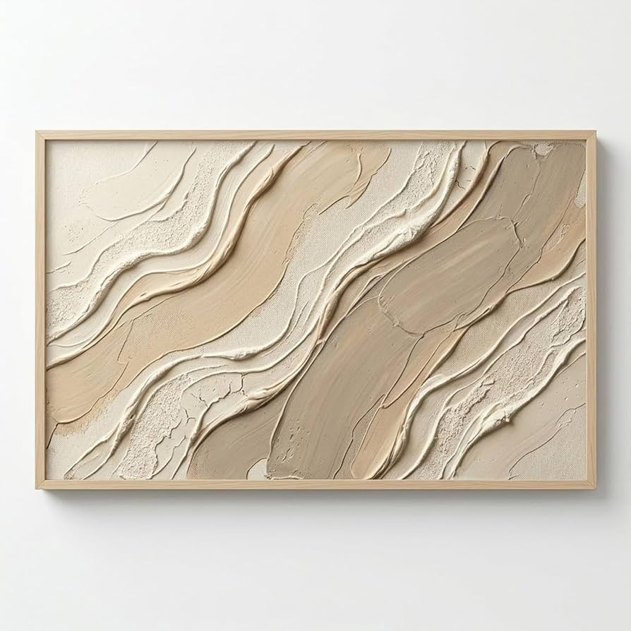 FAEKSUR Framed Neutral Abstract Wall Art for Living Room, Modern Minimalist Canvas Print Artwork ... | Amazon (US)