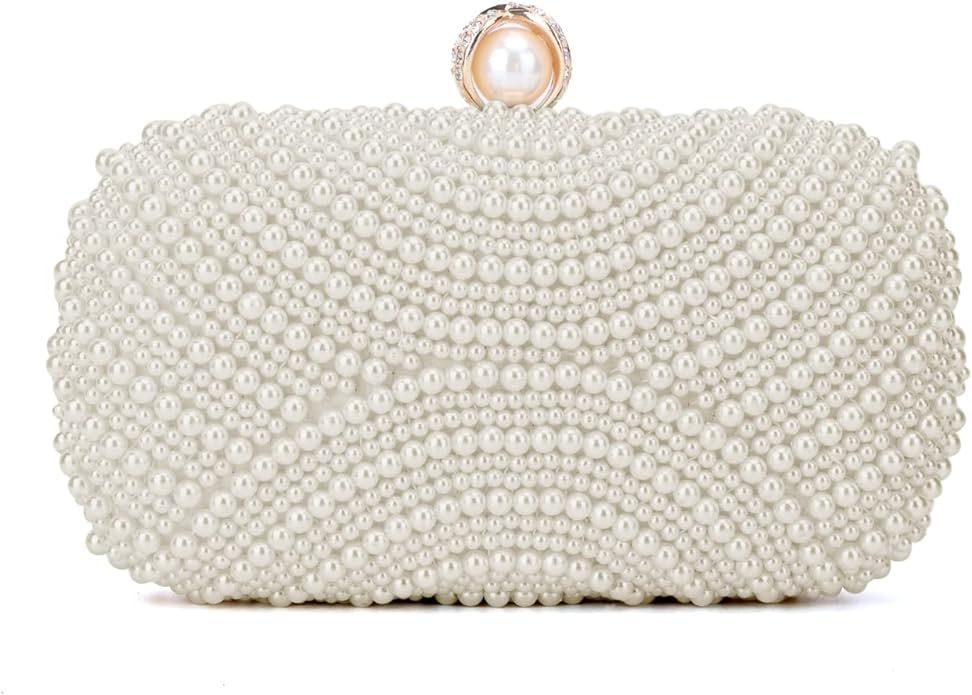 Oweisong White Pearl Clutch Purses for Women Wedding Bride Pearl Evening Bag Party Clutch Wallet ... | Amazon (US)