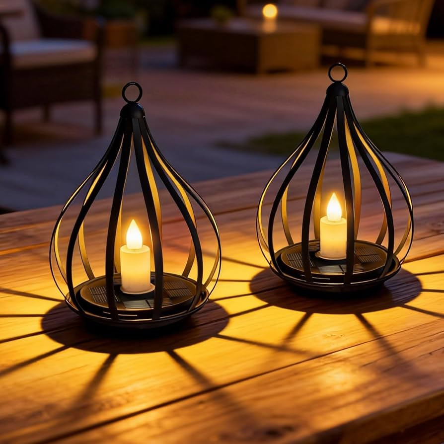 Solar Lanterns Outdoor Waterproof, Solar Lights Outdoor with Flickering Flameless Candle, Garden ... | Amazon (US)