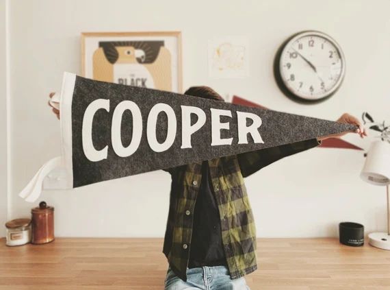 Cooper Pennant - Custom Name Wool Felt Pennant Flag - Vintage Style Personalized Felt Pennants an... | Etsy (US)