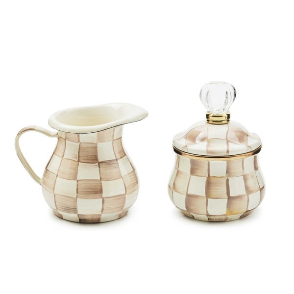 MacKenzie-Childs Mocha Check Creamer & Sugar Bowl Set | MacKenzie-Childs
