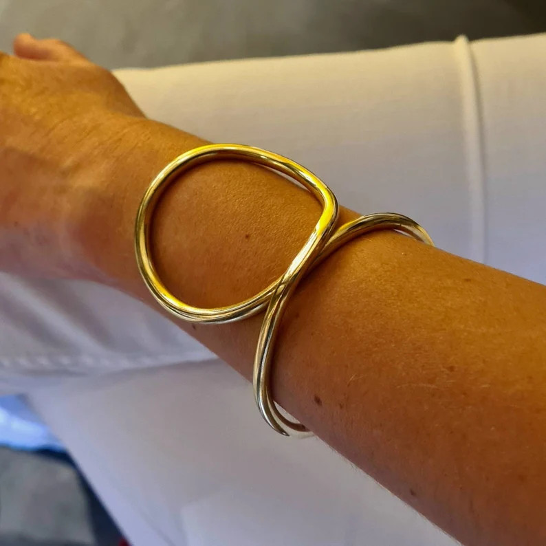 Bold Brass Circle Cuff Bracelet, Geometric Statement Jewelry | Etsy (US)