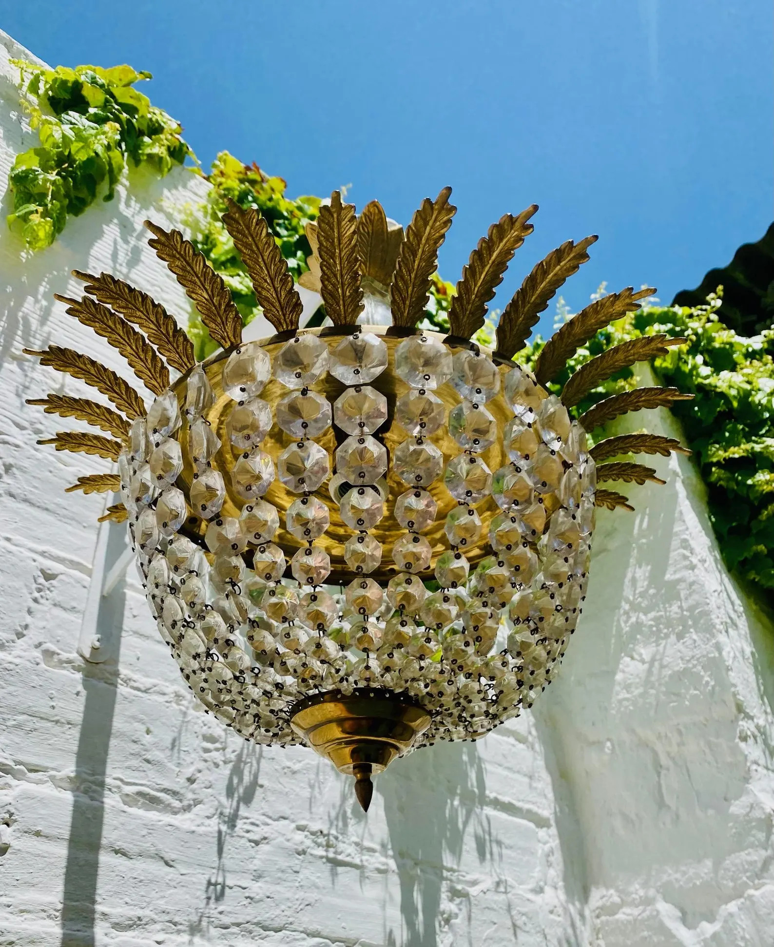 18 X 17" Antique Semi Flush Petite French Crystal Chandelier Ceiling Light, Bronze, 1 Light, Bowl... | Etsy (US)