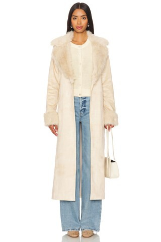 Show Me Your Mumu Penny Lane Long Coat in Beige from Revolve.com | Revolve Clothing (Global)