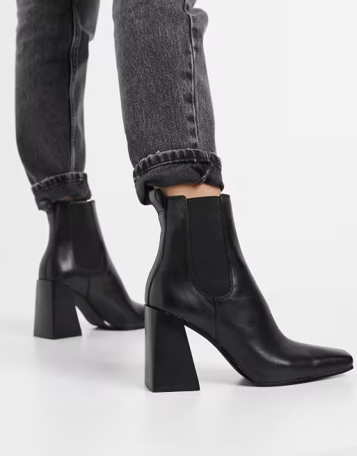 Topshop flared heel chelsea boot in black | ASOS (Global)