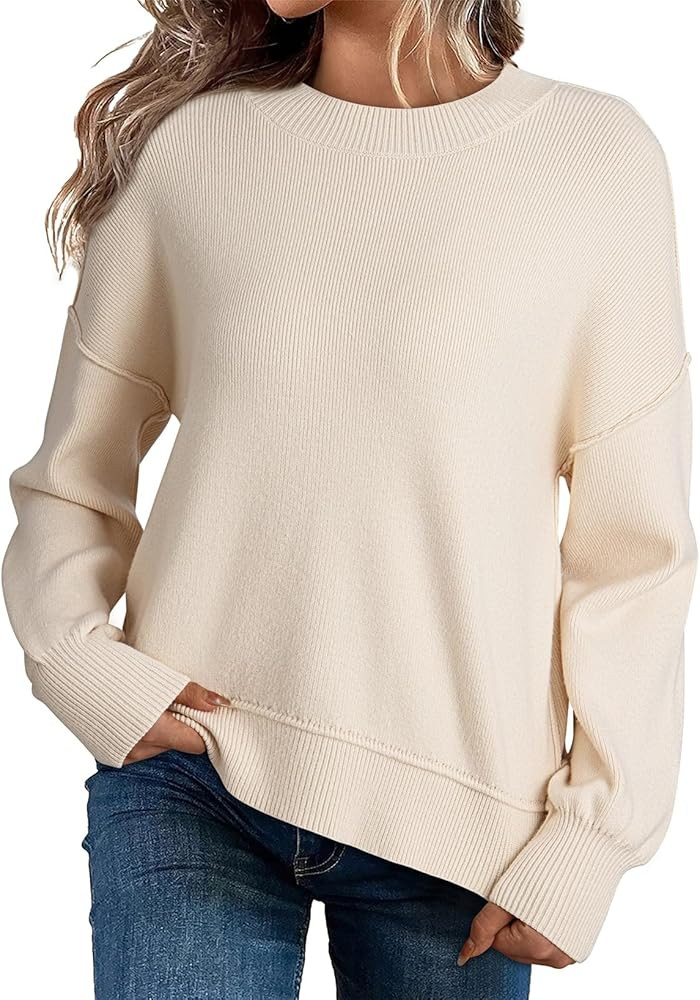 Dokotoo Women's Sweaters Crewneck Easy Street Pullover Long Sleeve Knit Fall Winter Pullover Jump... | Amazon (US)