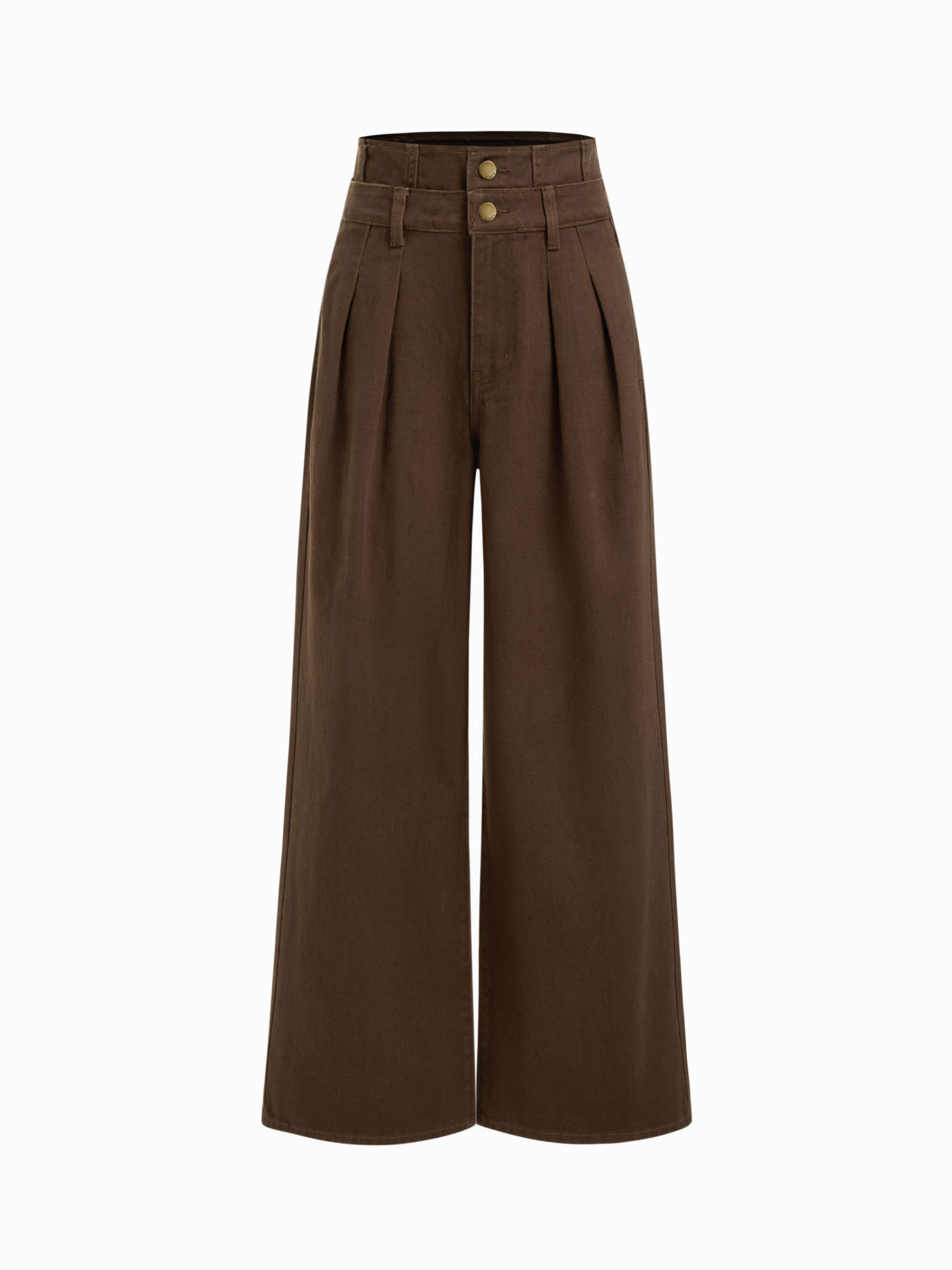 Doppelt hohe, einfarbige Knopf-Hosen mit breiten Beinen | Cider
