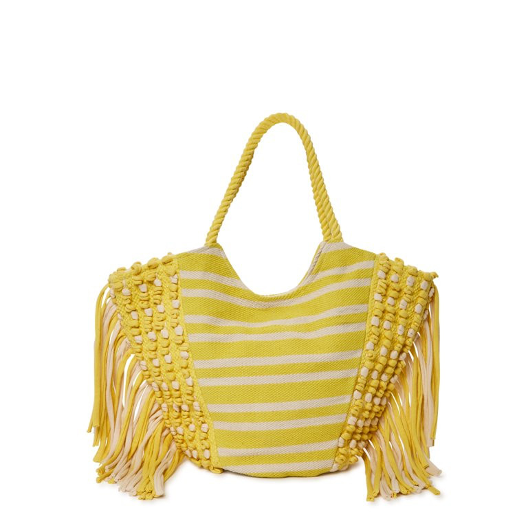 No Boundaries Women’s Fringe Tote Bag Lemonade Swim | Walmart (US)
