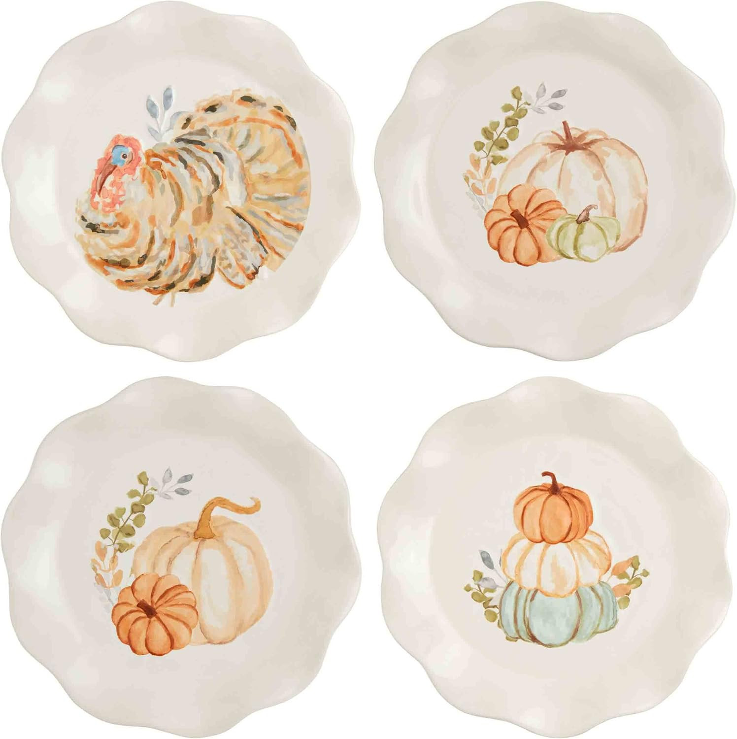 Mud Pie Thanksgiving Salad Plate, Stacked Pumpkins, 8" dia | Amazon (US)