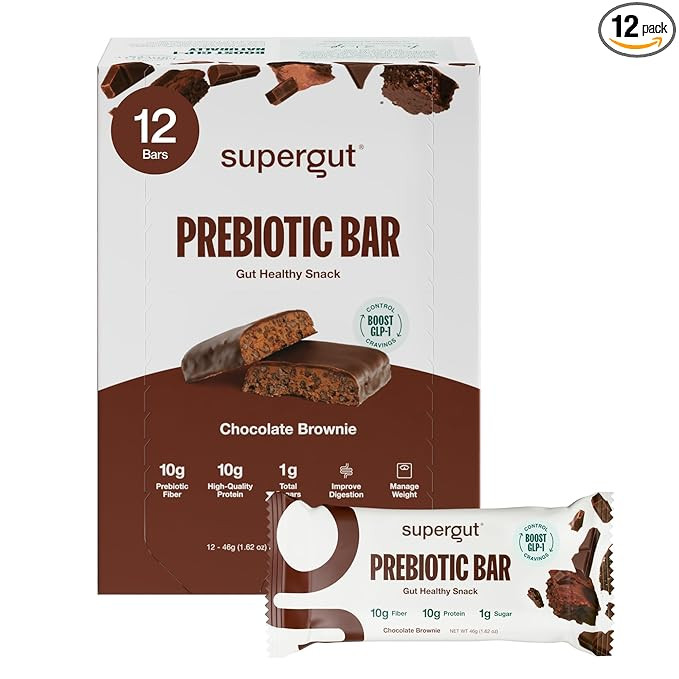 Supergut GLP-1 Boosting Prebiotic Bars, Chocolate Brownie - Gut Healthy Protein Snacks & Breakfas... | Amazon (US)