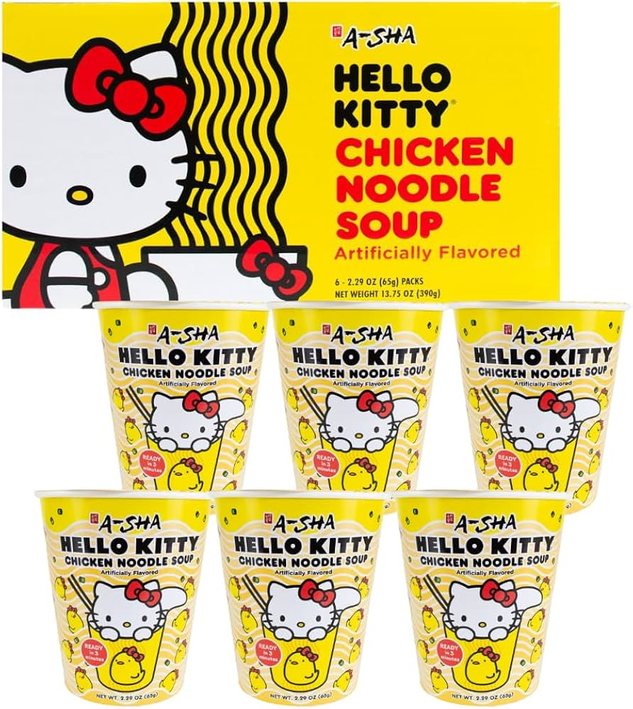 Hello Kitty Vegan Ramen Noodle Cup | 6 Pack Chicken Flavor | Premium Microwaveable Ramen Soup Mix... | Amazon (US)