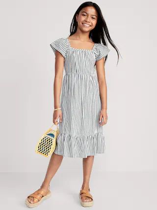 Matching Flutter-Sleeve Fit & Flare Midi Dress for Girls | Old Navy (US)