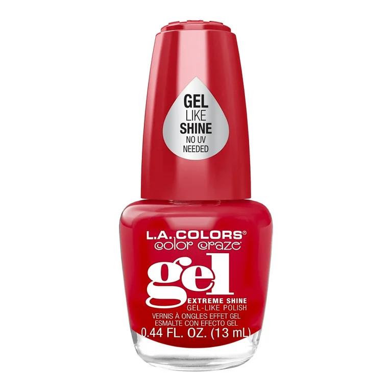 L.A. COLORS Gel-Like Shine Nail Polish, Be Mine, Red, 0.44 fl oz | Walmart (US)