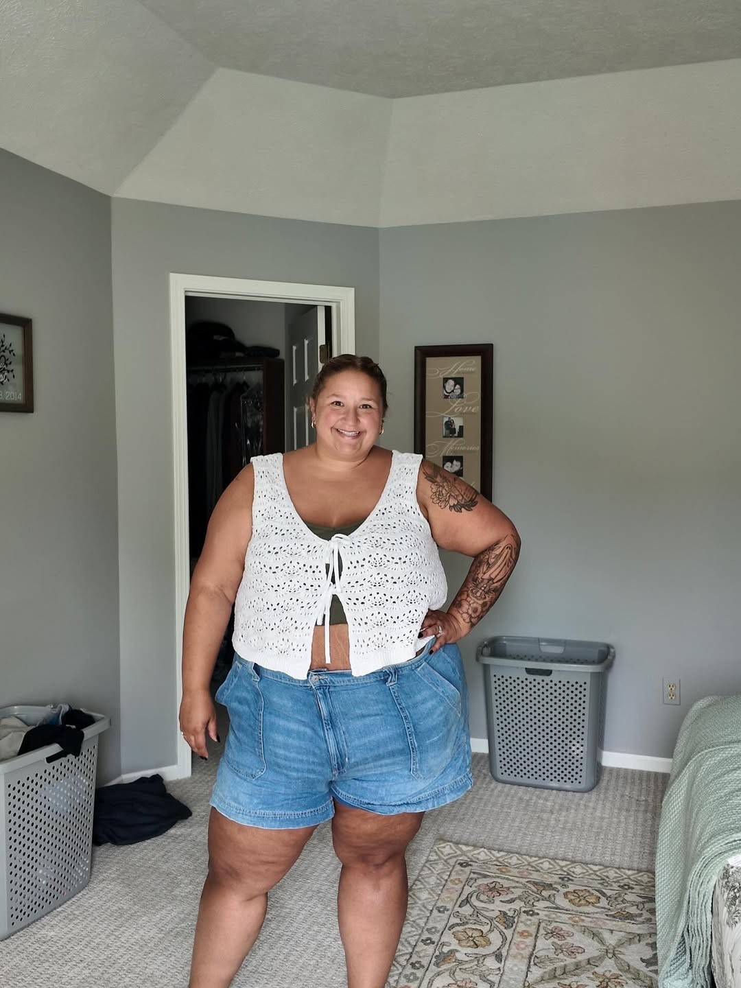 This is 315 lbs. 5’6”. And guess what?

I’m allowed to wear the cute clothes. 
Crop tops? Mine!!!
 Short shorts? Yep.
 Arms out? Every damn day!

And I’m also allowed to think I’m super cute.
Because… let’s be real. I am.

I’ve been plus-sized my entire life. As young as 10, people were already calling me “overweight.” And the world made sure I knew I was less than. Like I didn’t deserve to feel pretty, seen, wanted.

We’re taught we can be confident despite how we look—but never because of how we look.

I was the size 18 girl in high school wearing a bikini at the local beach. Why? Because I wanted to tan like my thin besties. Who, by the way, never made me feel less than. But the world? The world wasn’t so kind.
Boys didn’t call for me—they called to ask about my friends. Because why would they like this, right?
 Honestly? A blessing in disguise.
 Because the right person? They’ll see your worth without needing to squint or shrink you down.

You deserve to wear the cute clothes.
 You deserve to feel cute.
 You’re valuable at any size—not just small, medium, or large.

You are worthy of love, affection, and attention.
 No matter your size.

#LTKFindsUnder50 #LTKStyleTip #LTKPlusSize