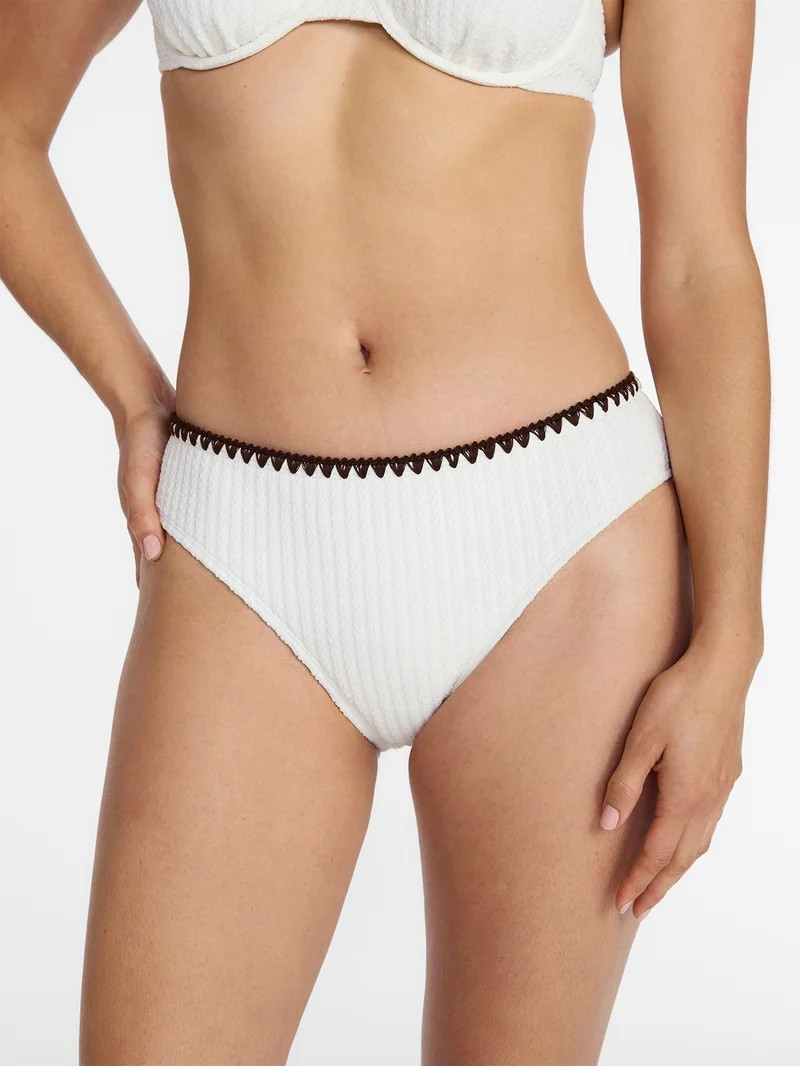 Time and Tru Women's Mid Rise Bikini Bottoms with Contrast Trim, Sizes XS-XL | Walmart (US)