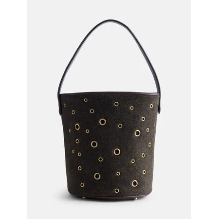 Free Assembly Women’s Grommet Bucket Bag, Smoky Olive | Walmart (US)