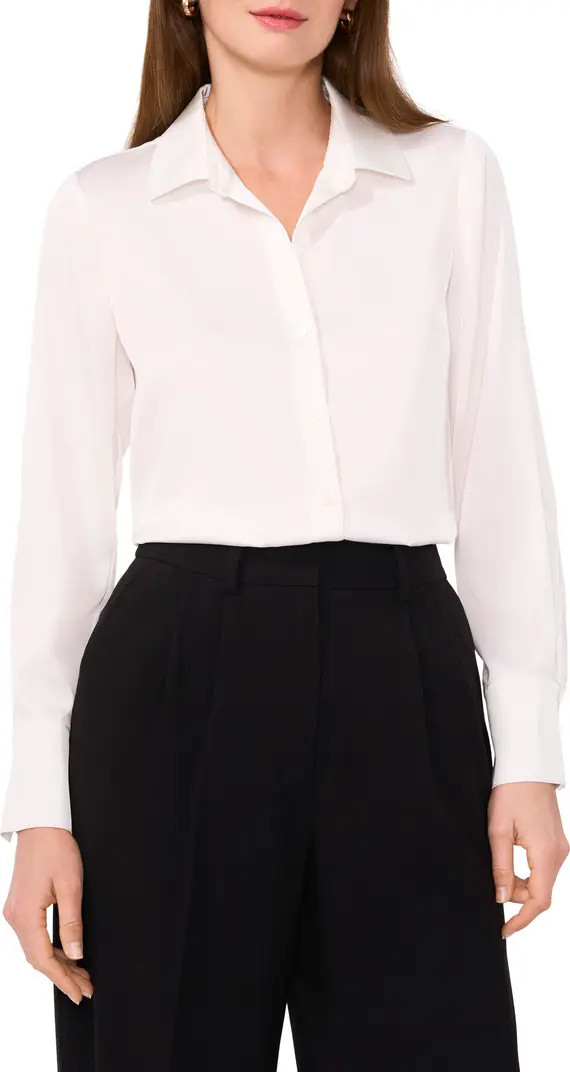Halogen® Long Sleeve Satin Button-Up Shirt | Nordstrom | Nordstrom