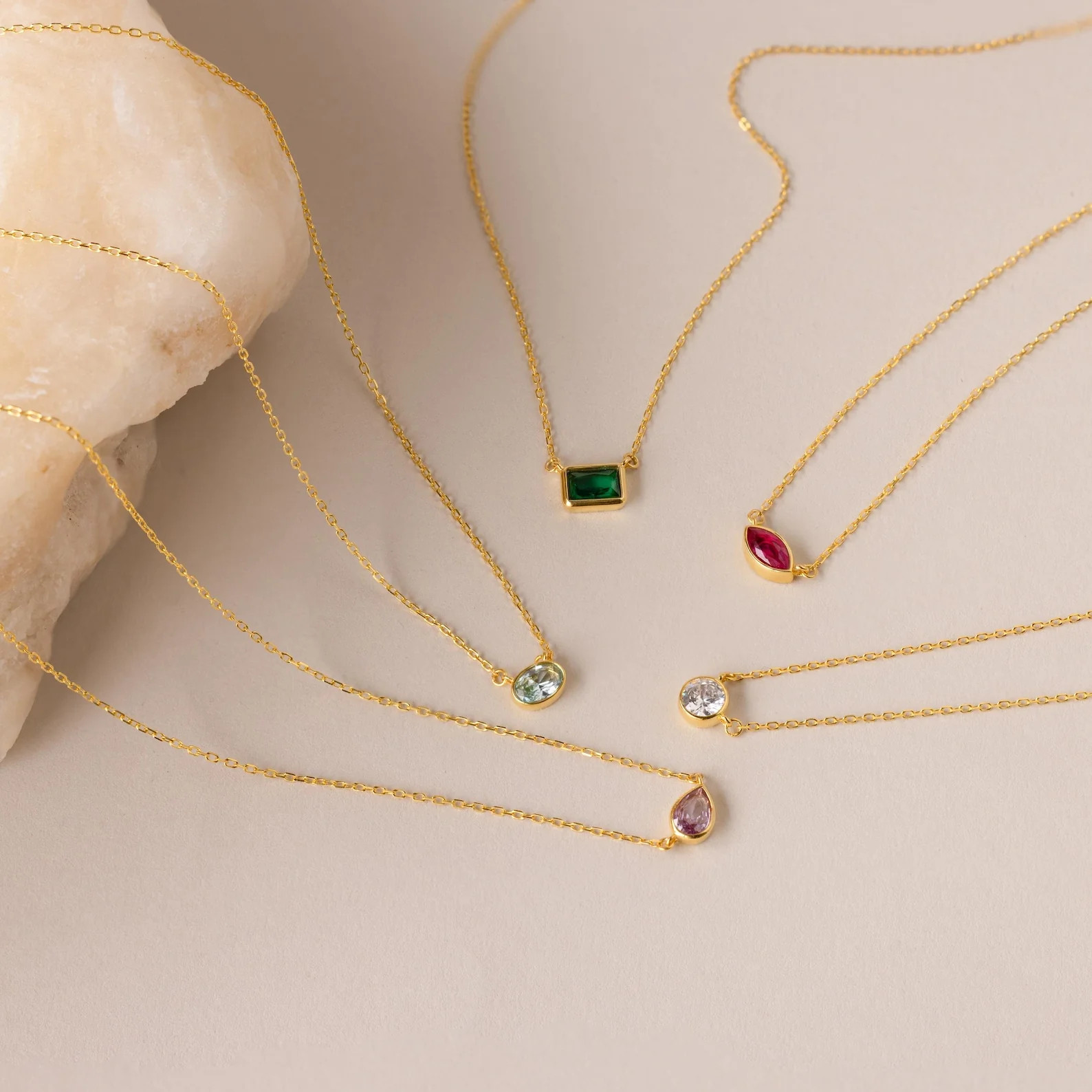 Custom Cut Shaped Birthstone Necklace | Caitlyn Minimalist | Caitlyn Minimalist