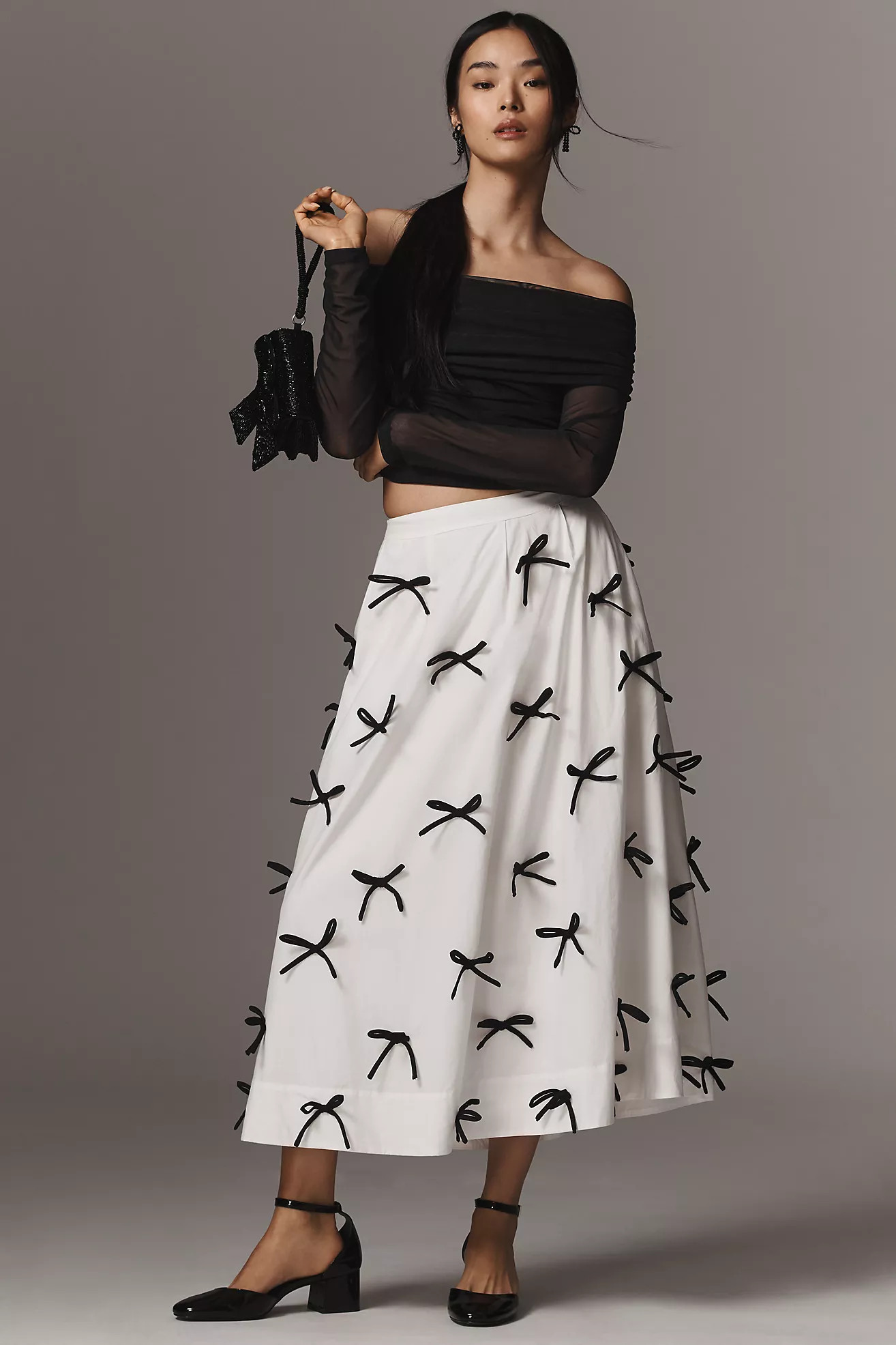 Maeve 3D Bows Midi Skirt | Anthropologie (US)