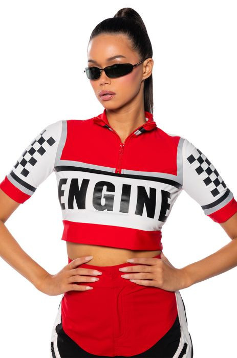 START YOUR ENGINE CROP RACING TOP | AKIRA