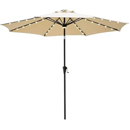 TANGKULA 10FT Solar Umbrella, Patio Umbrella with 112 LED Lights, Outdoor Table Market Umbrella w... | Amazon (US)