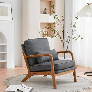 Outopee Dark Grey Upholstered Bronzing Cloth Lounge Chair Arm Chair Single 303031709059 - The Hom... | The Home Depot