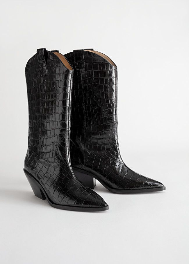 Croc Embossed Leather Cowboy Boots | & Other Stories (EU + UK)