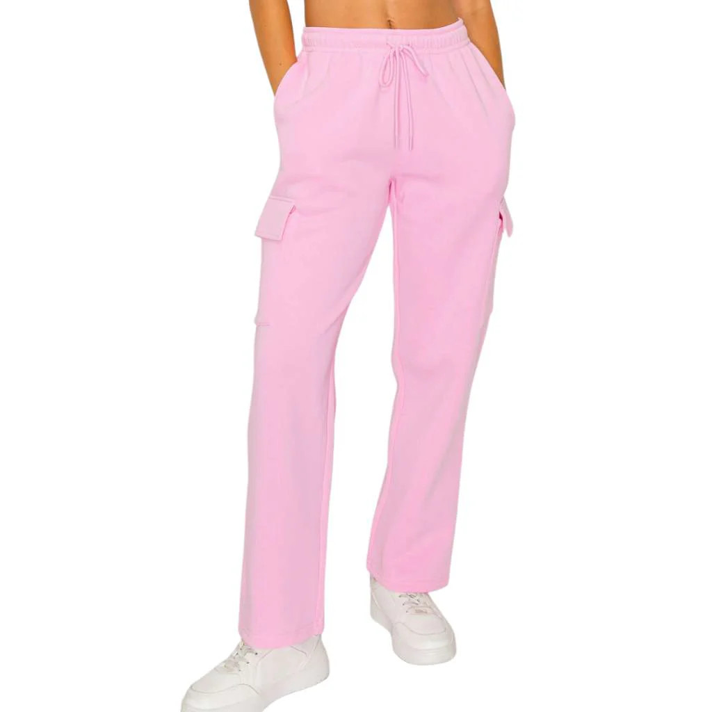 Women’s Straight-Leg Cargo Sweatpants | Adjustable Drawstring & Pockets | DSY Lifestyle