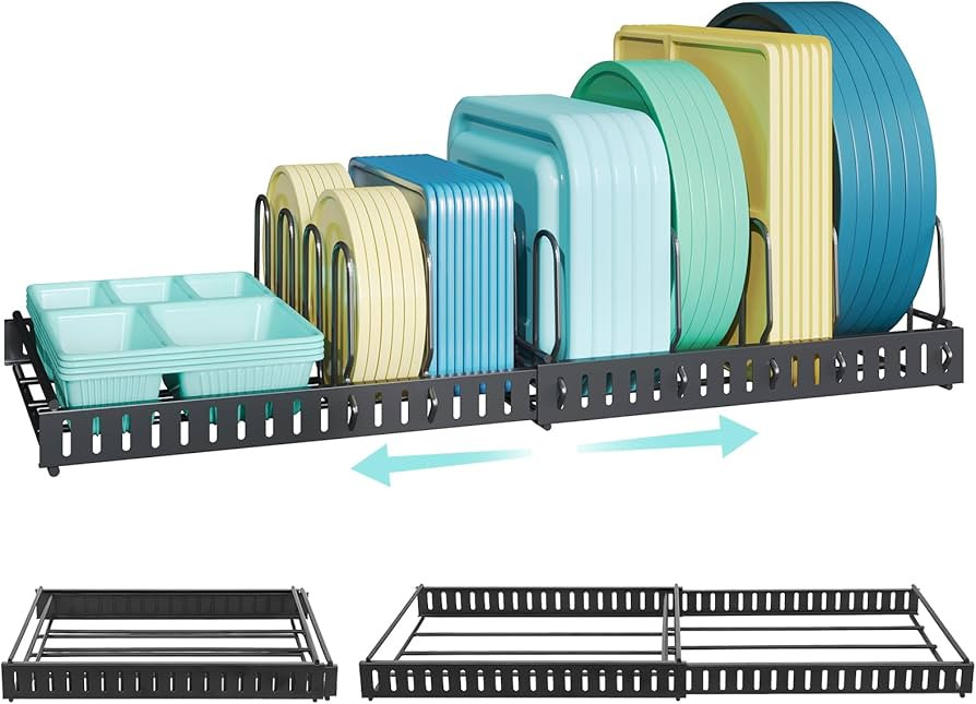 Expandable Food Container Lid Organizer,Large Capacity Adjustable 10 Dividers Detachable Lid Orga... | Amazon (US)