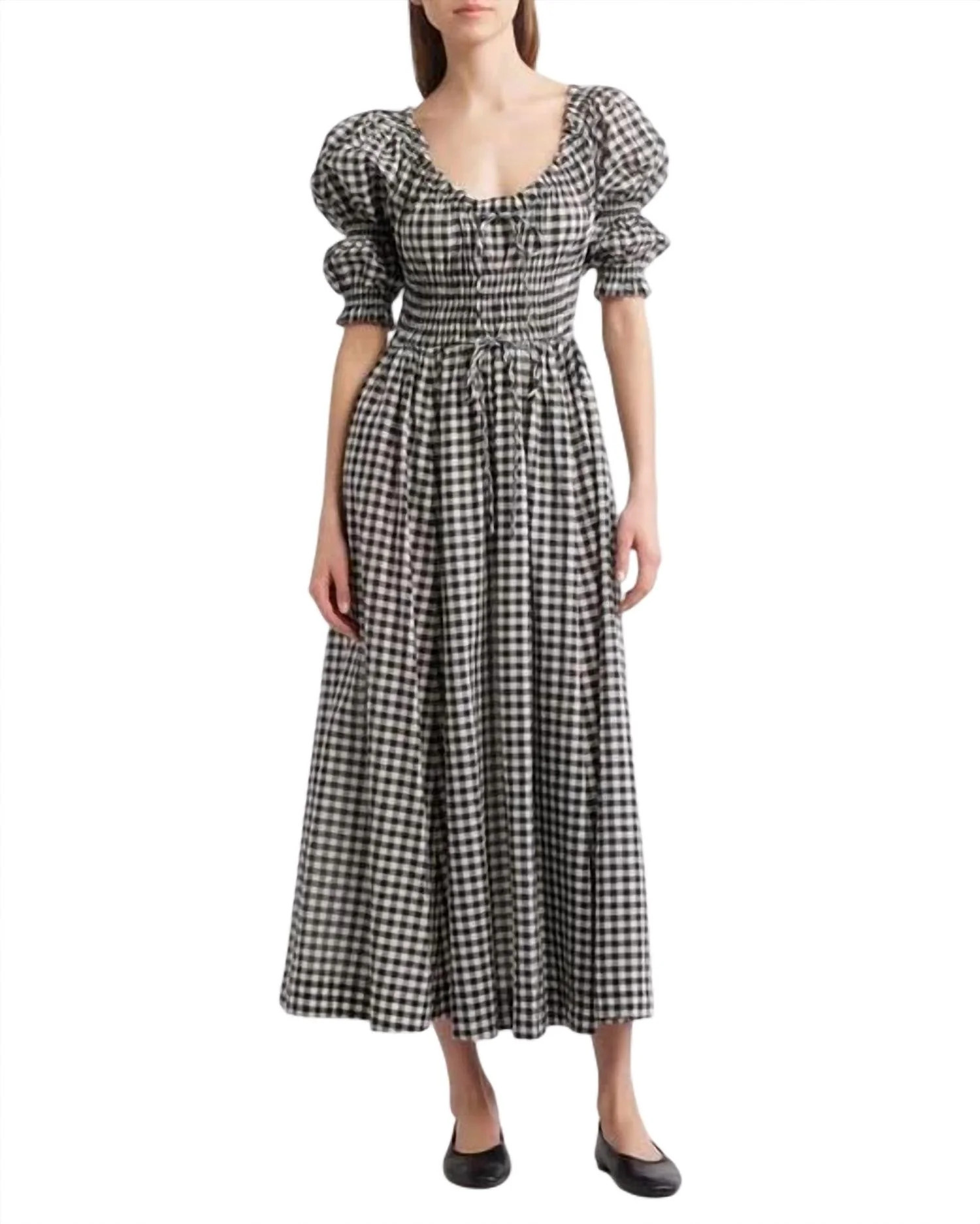 Ischia Dress In Noir Greta Gingham | Shop Simon