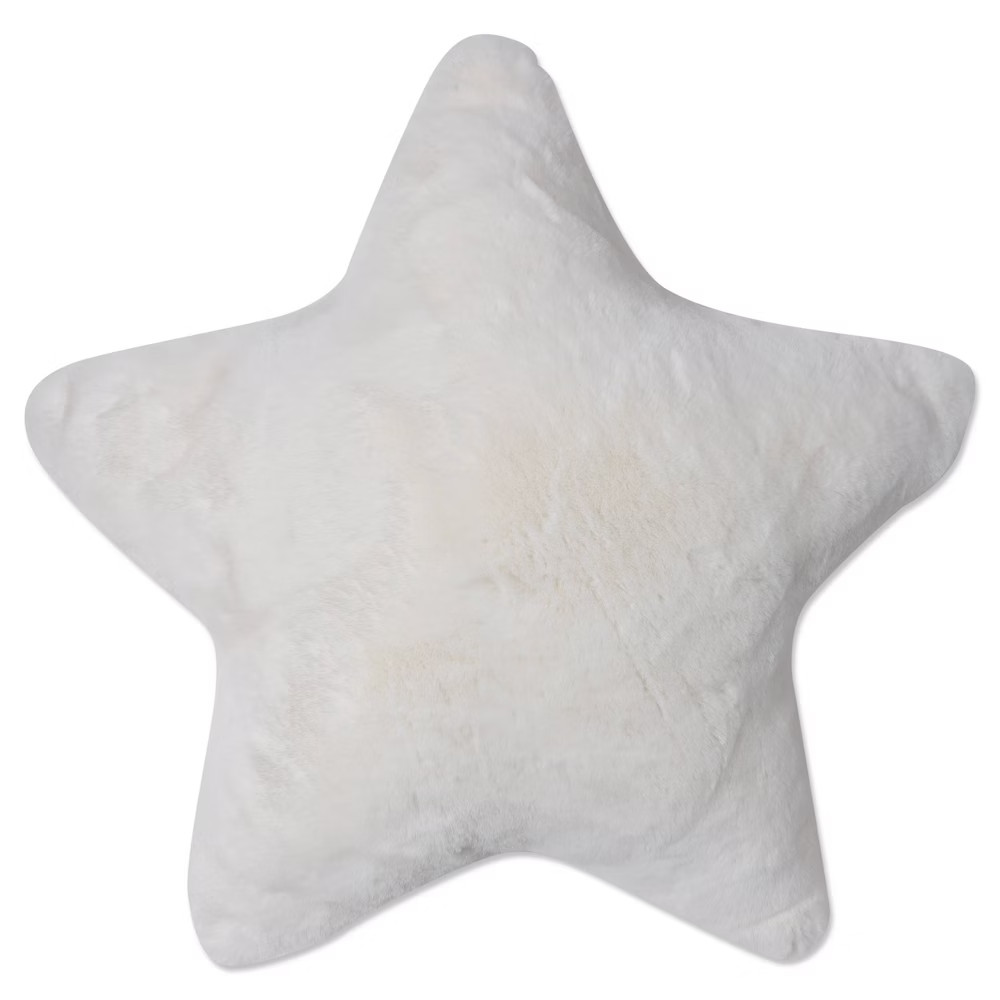 16.5""x16.5"" Indoor Christmas 'Fur Star' Square Throw Pillow Off White - Pillow Perfect | Target