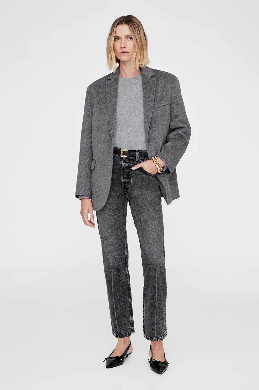 Quinn Blazer - Heather Grey Cashmere Blend | Anine Bing