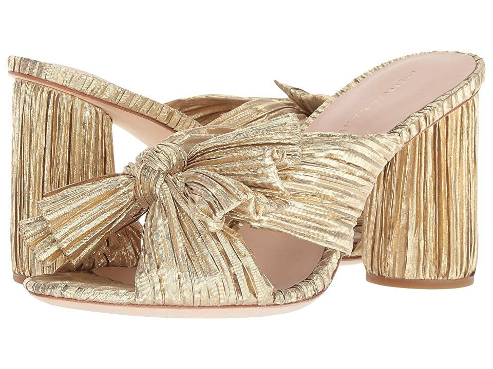 Loeffler Randall Penny Pleated Knot Mule (Gold Pleated Lame) Women's Shoes | Zappos