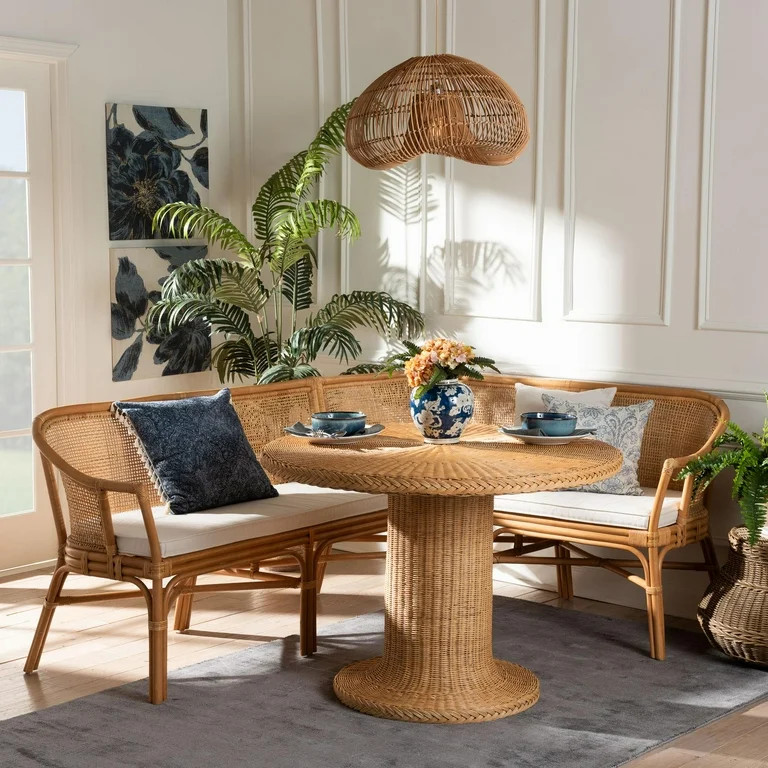 bali & pari Aara Boho Dining Nook Set, Light Honey | Walmart (US)