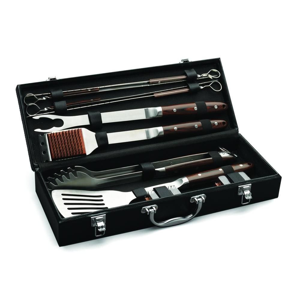 Premium 10-Piece Grilling Set with Leather Storage Case | The Home Depot