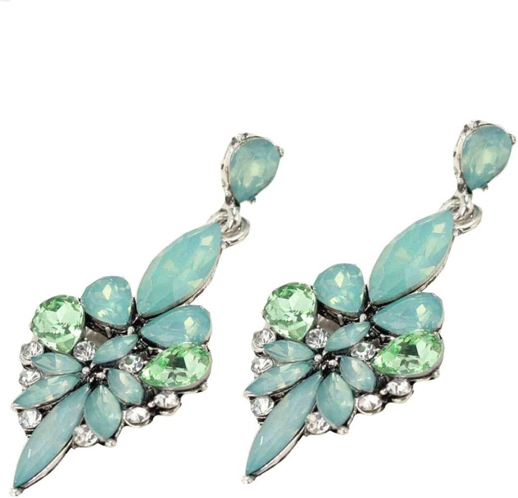 Antique Vintage Retro Style Sea Foam Mint Green Tiffan Aqua Blue Opal Marquis Pear Rhinestone Bridal | Amazon (US)