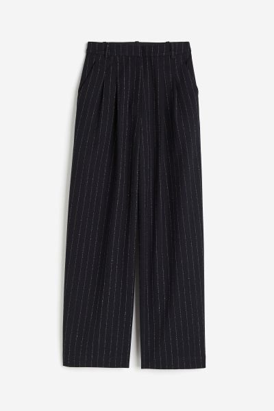 Wide-leg Pants - Navy blue/pinstriped - Ladies | H&M US | H&M (US + CA)