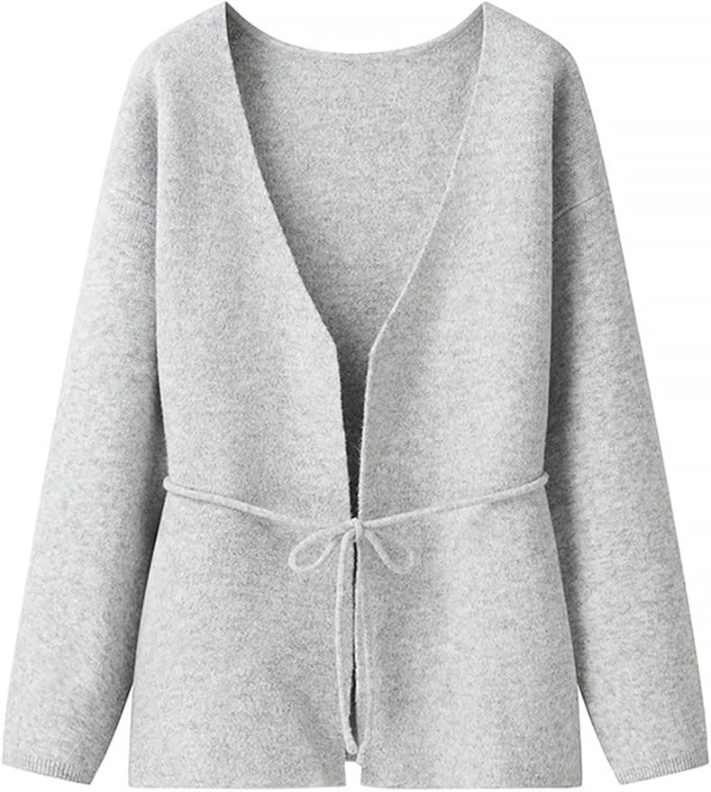 Women's Classic Coatigan Belted Wrap Cardigan Coat Oversized V-Neck Long Knit Sweater Jacket with... | Amazon (US)