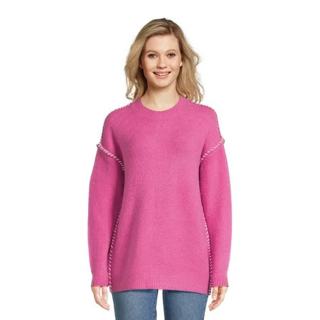 RD Style Women’s Whipstitch Mock Neck Pullover Sweater, Sizes S-3XL | Walmart (US)