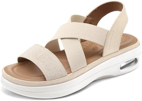 mysoft Women's Comfortable Walking Sandals Air Cushion Sport Slingback Elastic Band Platform Shoe... | Amazon (US)