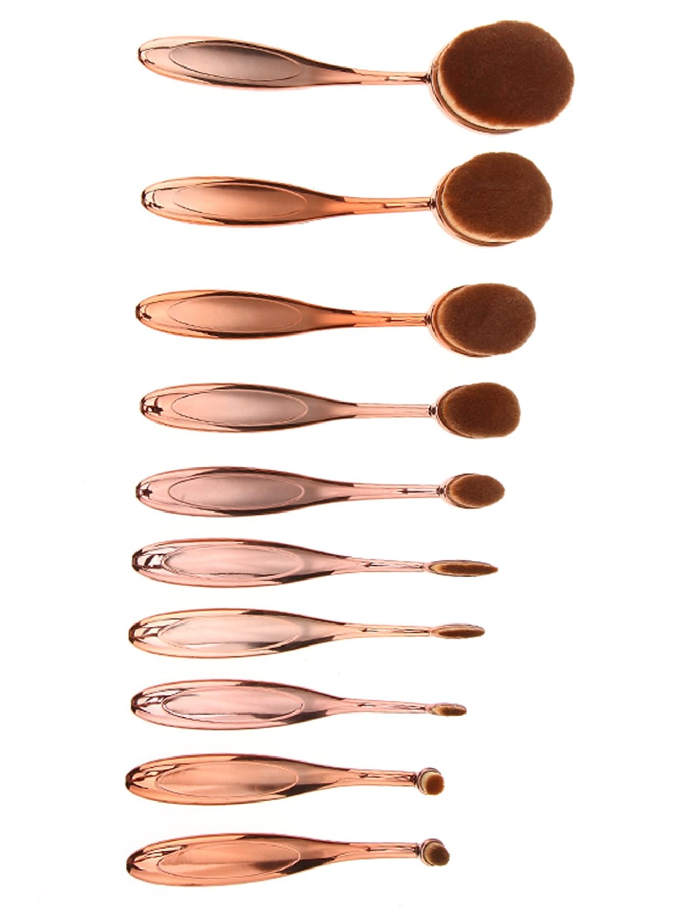 Rose Gold Oval Makeup Brush Set 10PCS | ROMWE